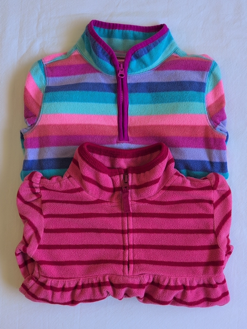 Lot of 2 OshKosh Old Navy Girls 4T Fleece Quarter Zip Pullover Sweater Bundle